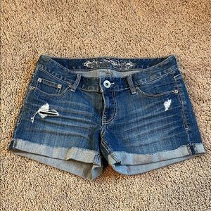 Express Distressed Blue Jean Shorts